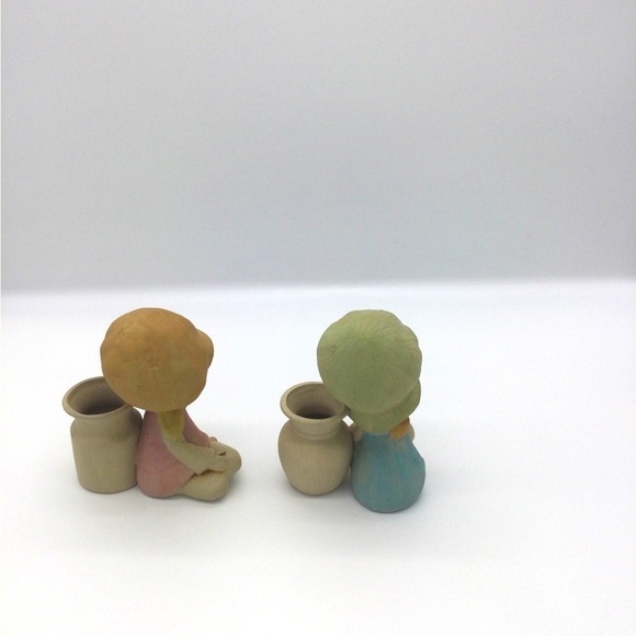 Vintage ceramic big bonnet holly hobby inspired bud vases set MCM retro 60s 70s - Picture 5 of 8